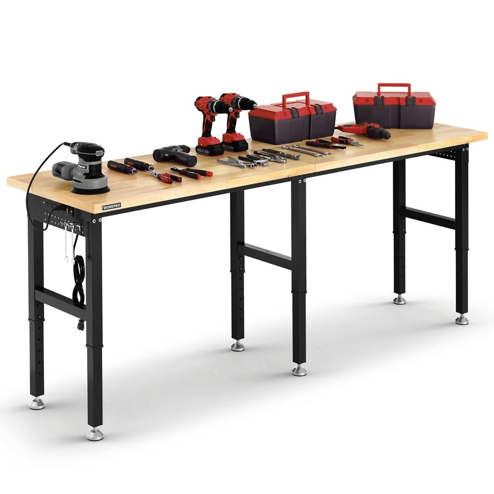WORKPRO 96"x24" Adjustable Height Heavy-Duty Workbench: $283.99 WORKPRO 96"x24" Adjustable Height Heavy-Duty Workbench: $283.99