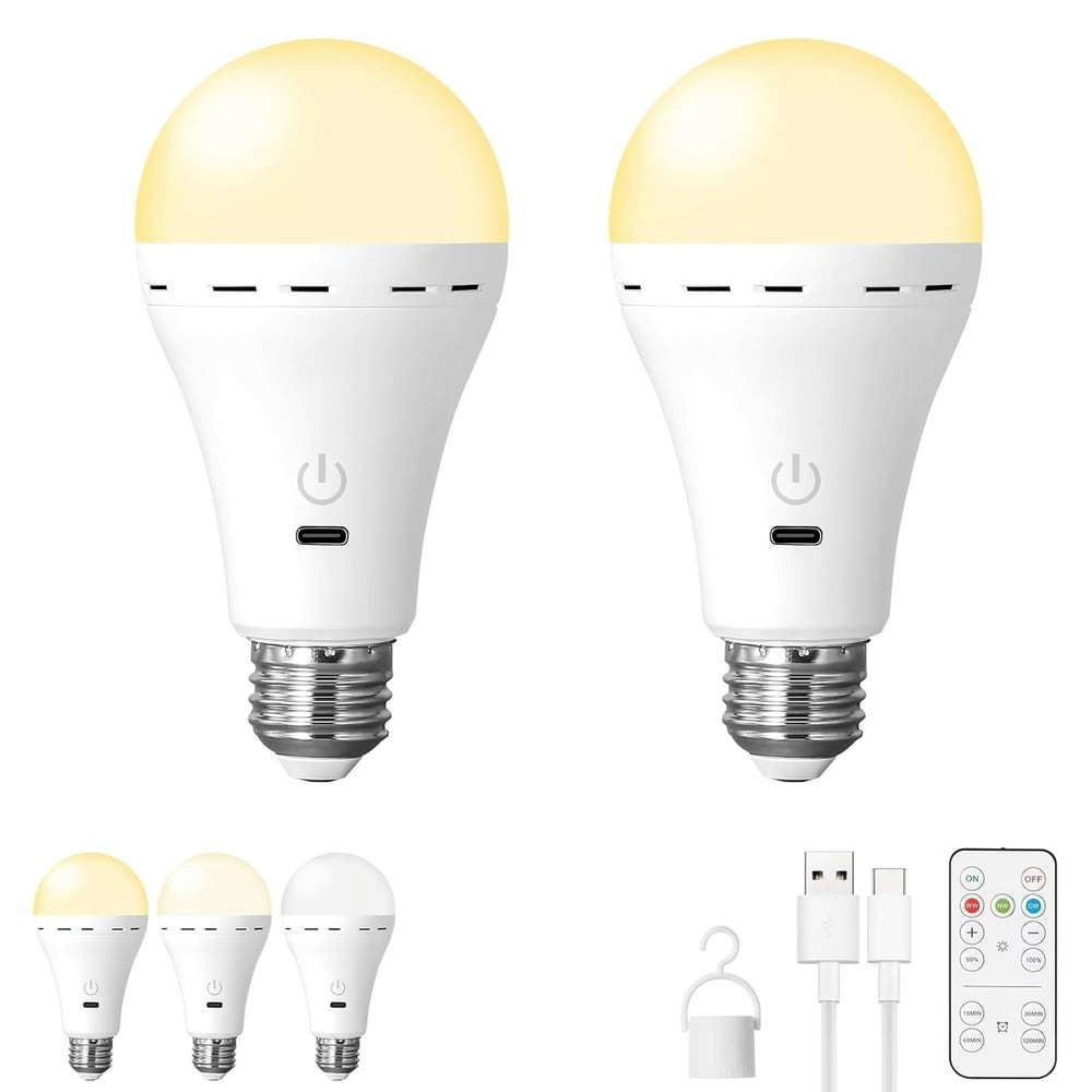 Mikhai Tri-Color Rechargeable LED Light Bulbs 2-Pack: $12.88 Mikhai Tri-Color Rechargeable LED Light Bulbs 2-Pack: $12.88