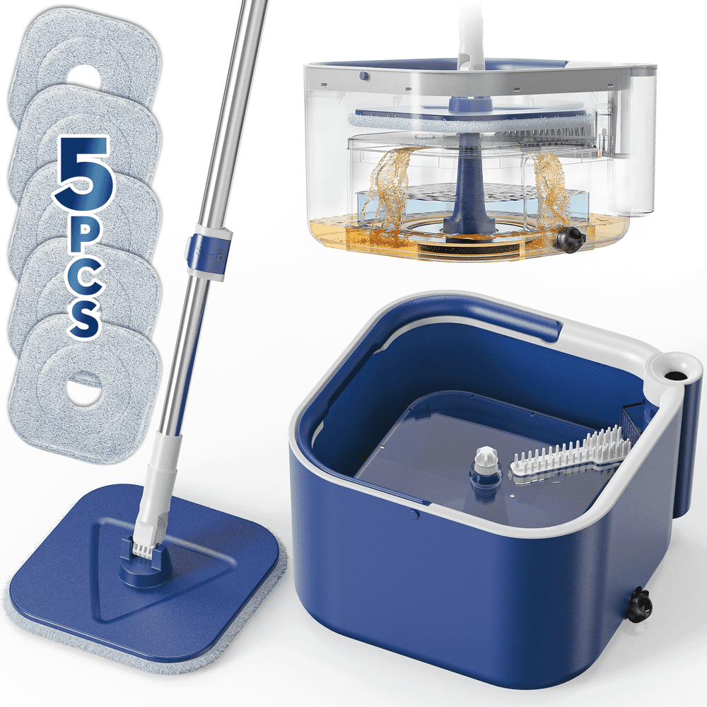 Sugarday Spin Mop and Bucket System with 5 Microfiber Pads: $33.36