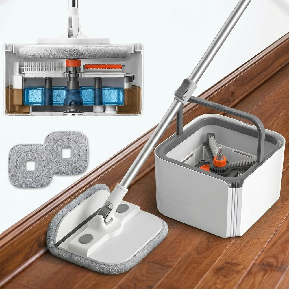 Spin Mop and Bucket Set with Separate Dirty Water System: $34.89