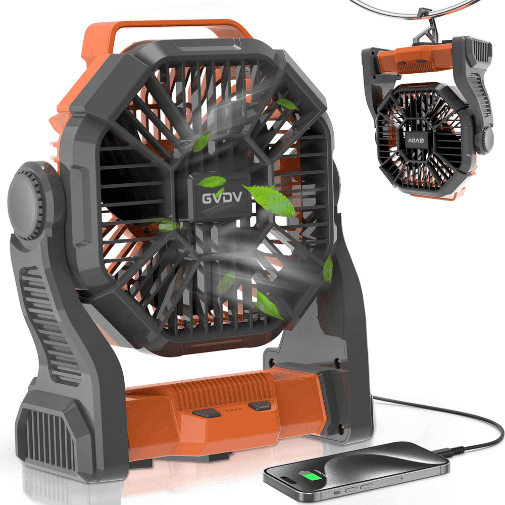 GVDV Portable Battery-Operated Camping Fan with LED Lantern: $21.99