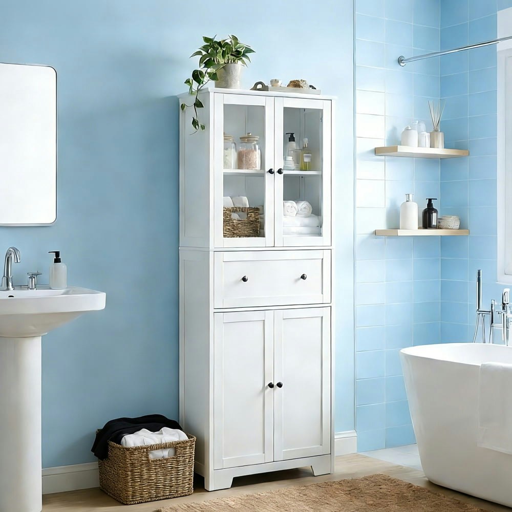 Ktaxon 4-Door 1-Drawer Bathroom Cabinet: $75.99 Ktaxon 4-Door 1-Drawer Bathroom Cabinet: $75.99