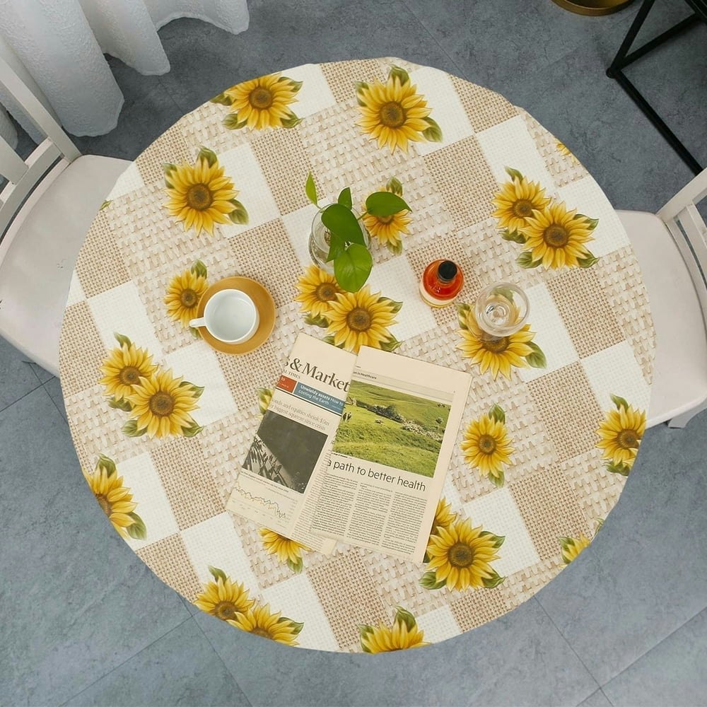 Tcwhniev 36"-44" Round Fitted Vinyl Tablecloth: $10 Tcwhniev 36"-44" Round Fitted Vinyl Tablecloth: $10