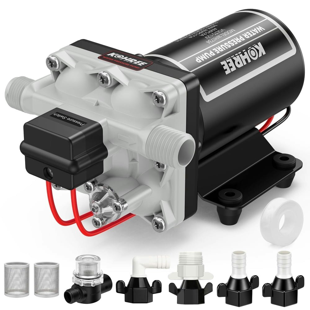 Kohree 12V 5.5-GPM 55-PSI RV Water Pump: $62.99 Kohree 12V 5.5-GPM 55-PSI RV Water Pump: $62.99