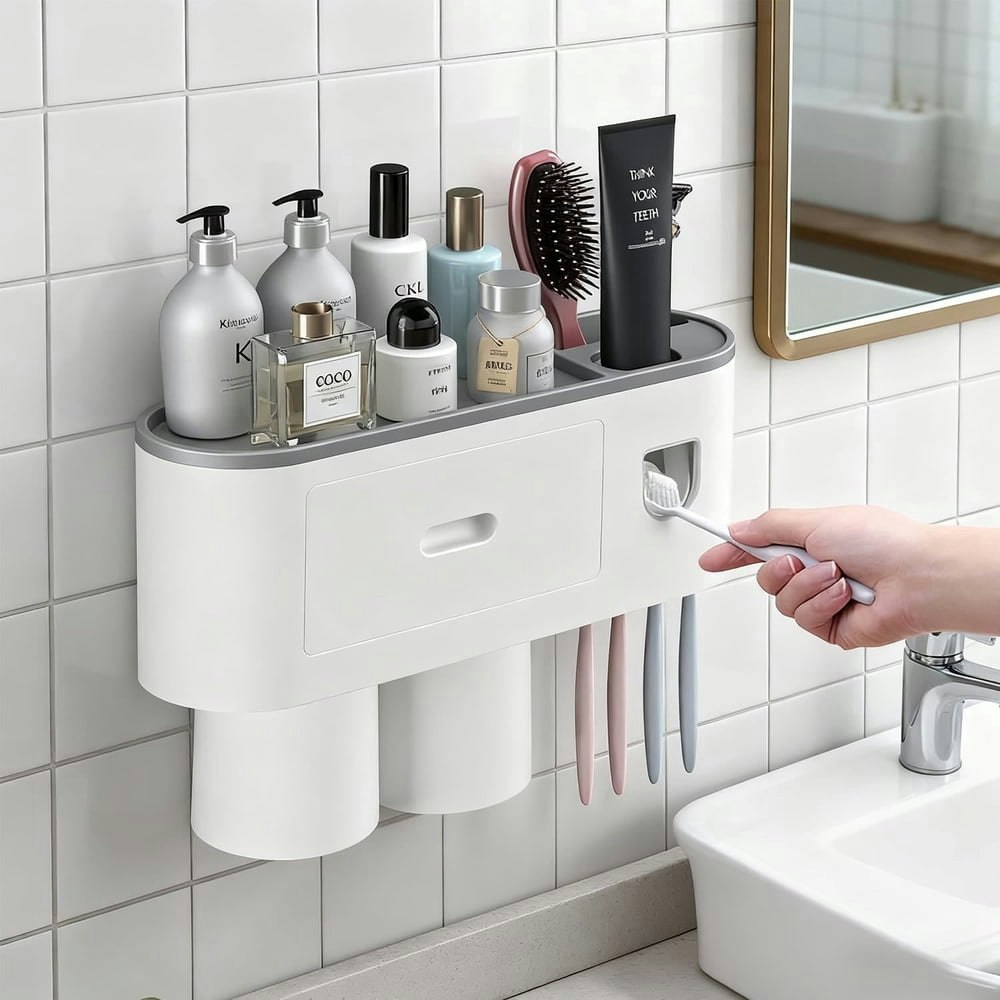 Junlin Wall-Mounted Toothbrush and Toothpaste Holder: $14.98 Junlin Wall-Mounted Toothbrush and Toothpaste Holder: $14.98
