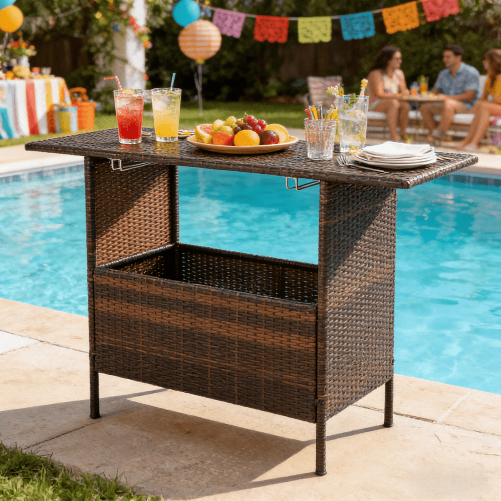 Zimtown Outdoor Wicker Bar Table: $69.99