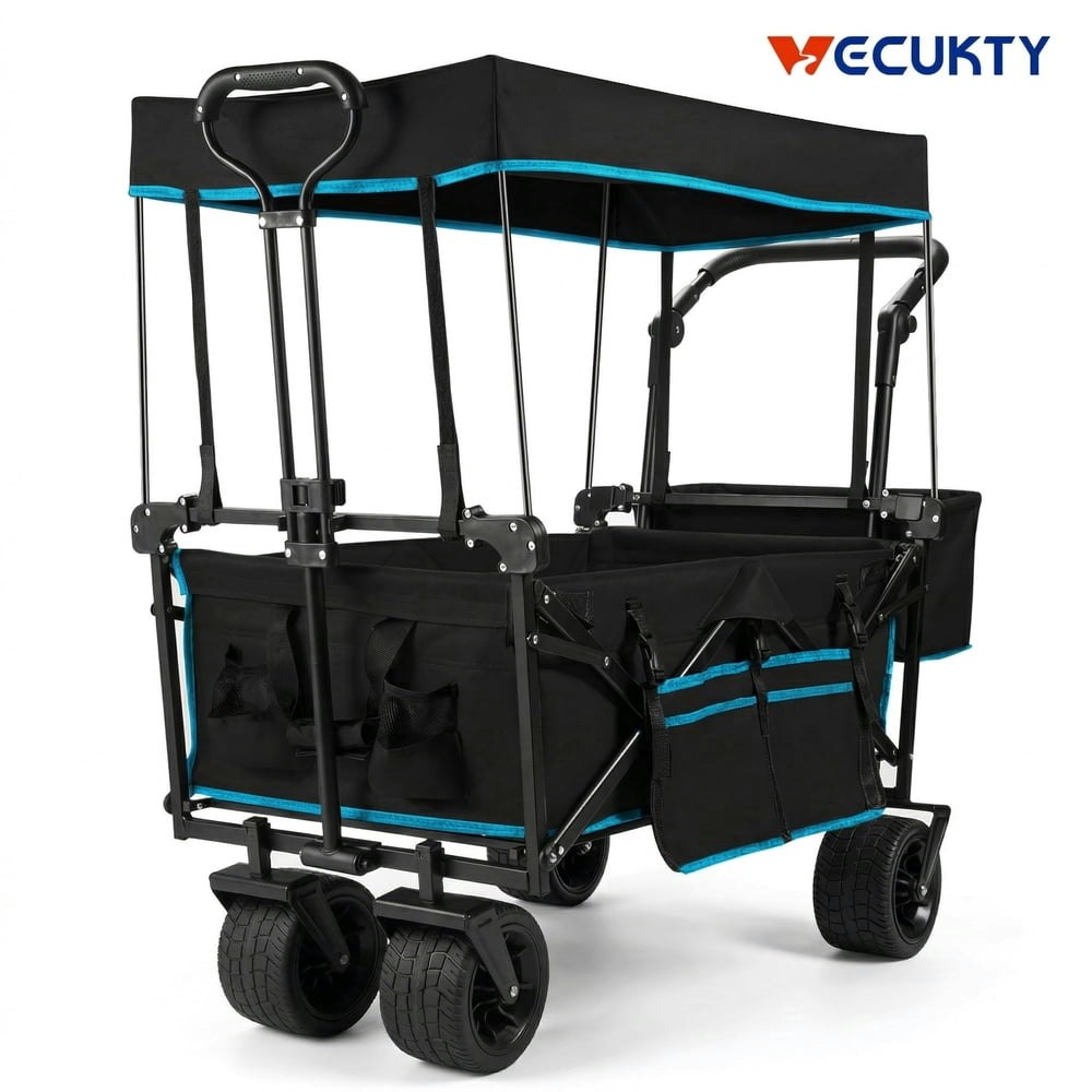 Vecukty Collapsible Garden Wagon Cart with Removable Canopy: $74.68 Vecukty Collapsible Garden Wagon Cart with Removable Canopy: $74.68