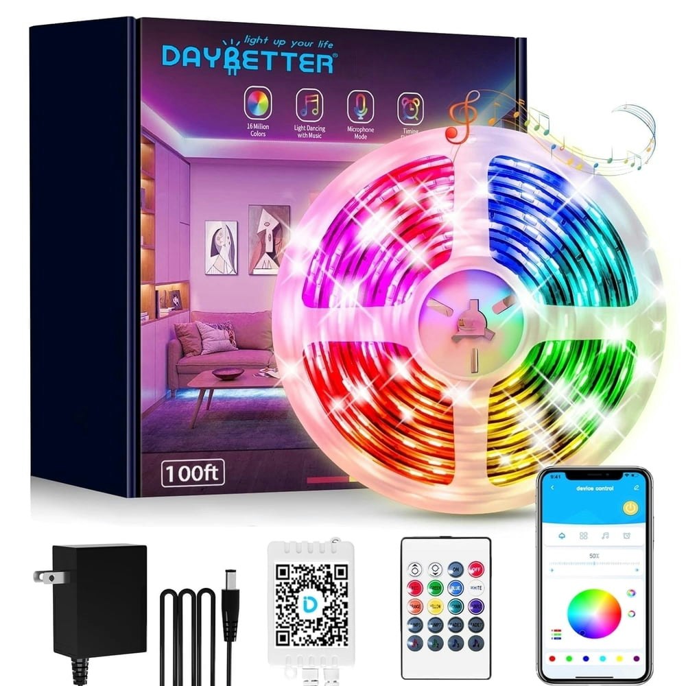 Daybetter 100ft RGB LED Strip Lights: $12.49 Daybetter 100ft RGB LED Strip Lights: $12.49