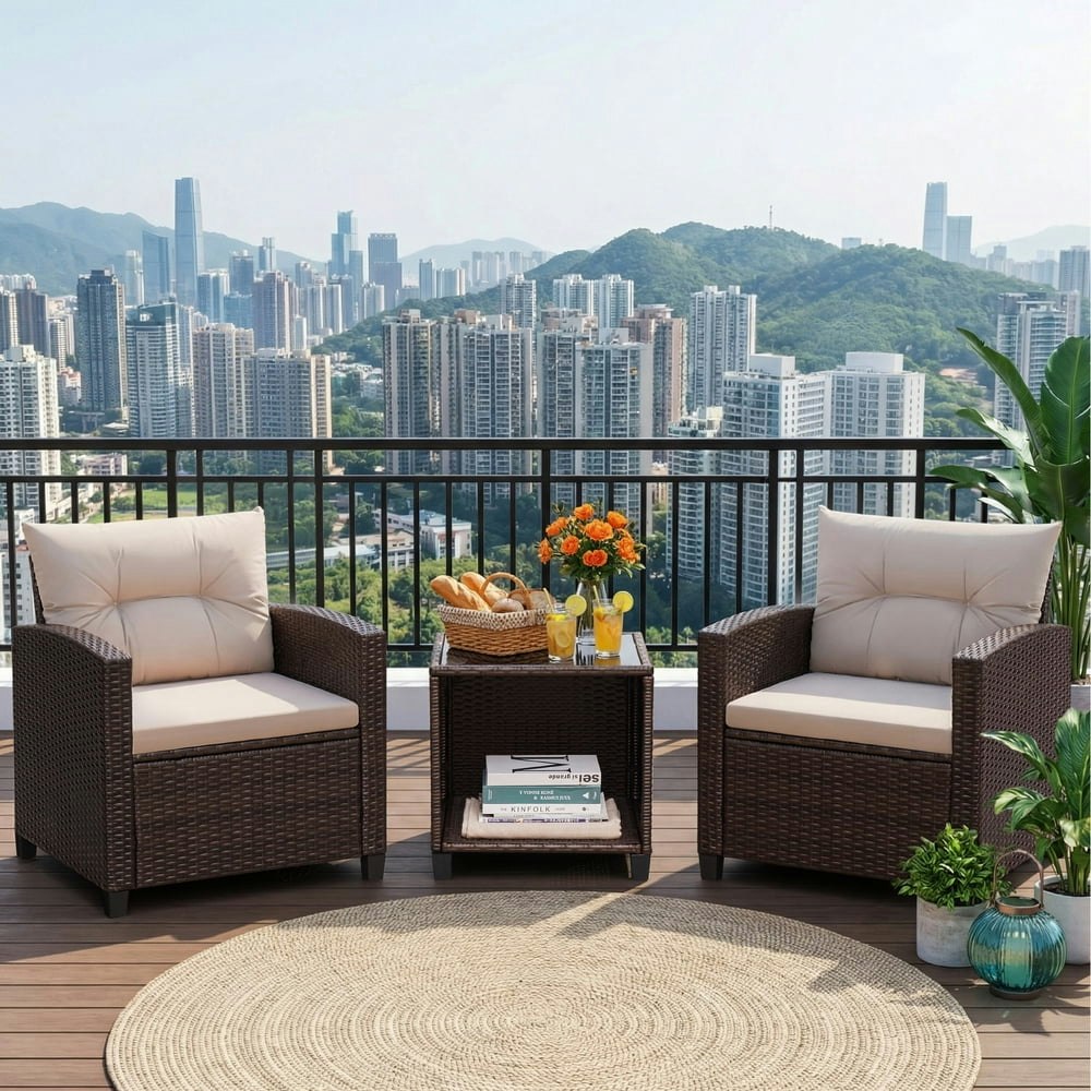 Homall 3-Piece Rattan Patio Bistro Set: $164.98