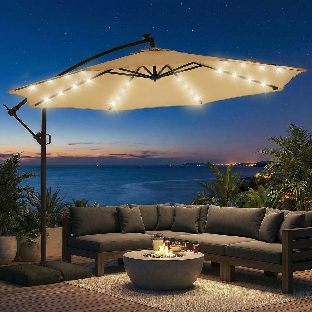 Patbrela 10-Foot Offset Cantilever Patio Umbrella with Base: $99.99 Patbrela 10-Foot Offset Cantilever Patio Umbrella with Base: $99.99