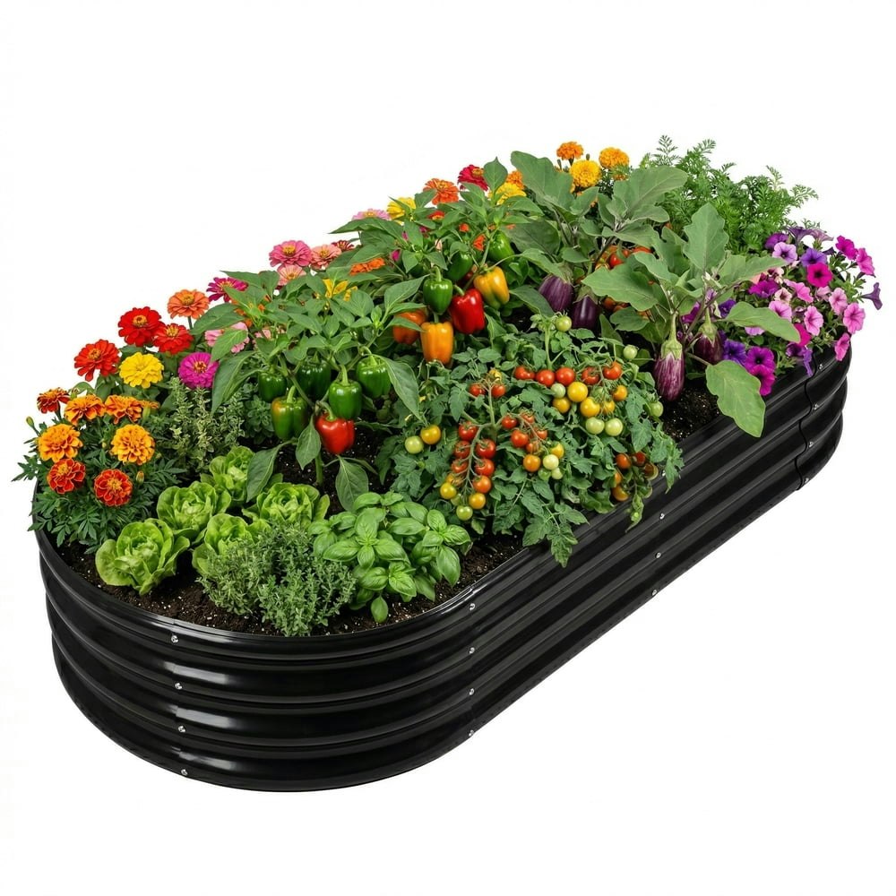 Asotewt 5-Foot Oval Galvanized Metal Raised Garden Bed: $36.99 Asotewt 5-Foot Oval Galvanized Metal Raised Garden Bed: $36.99