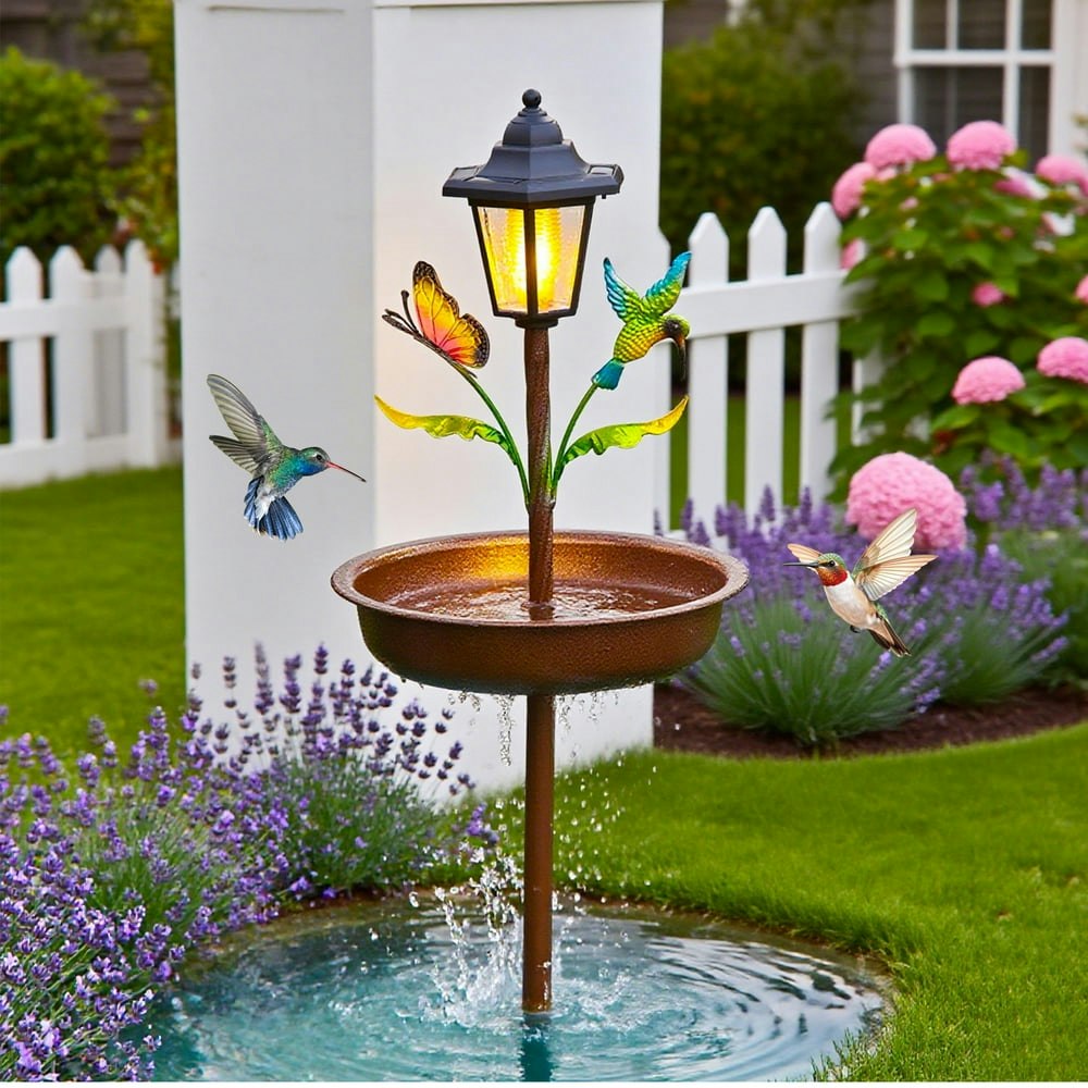 Cocobela 42-Inch Vintage Freestanding Solar Bird Bath: $26.89