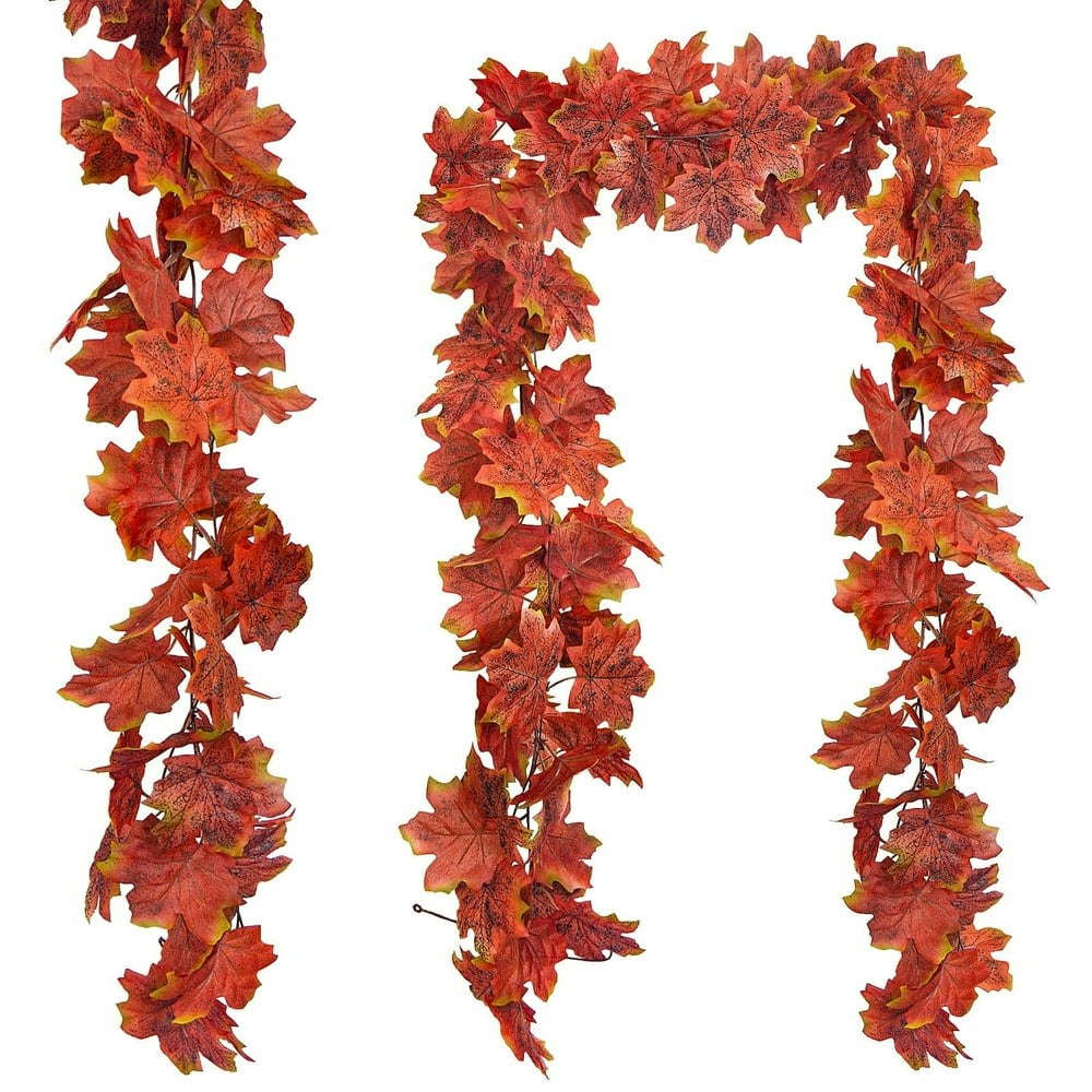 Huryfox Artificial Fall Maple Leaf Garland 2-Pack: $13.99 Huryfox Artificial Fall Maple Leaf Garland 2-Pack: $13.99