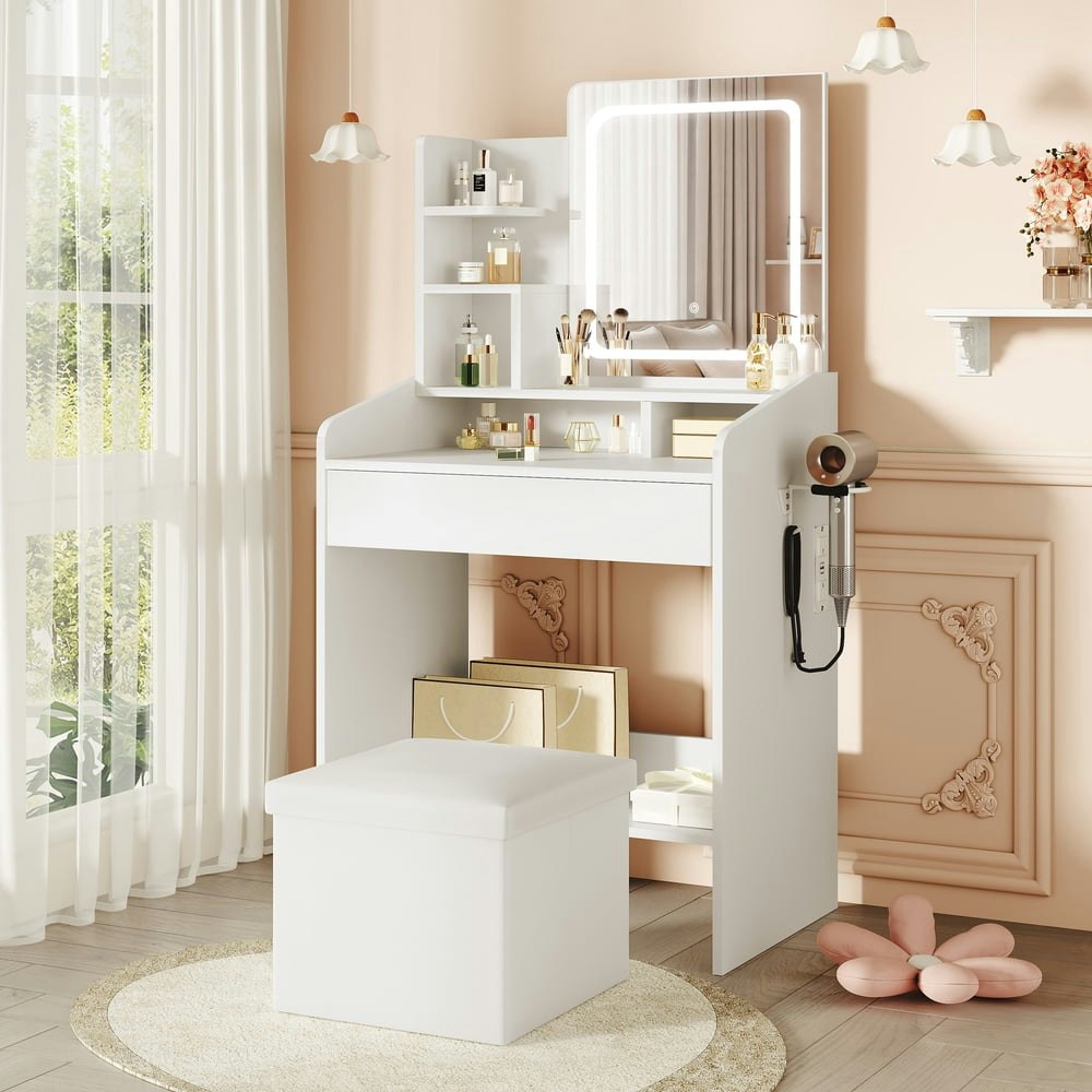 Livelyglow Makeup Vanity Set with Stool and Lighted Mirror: $89.95 Livelyglow Makeup Vanity Set with Stool and Lighted Mirror: $89.95
