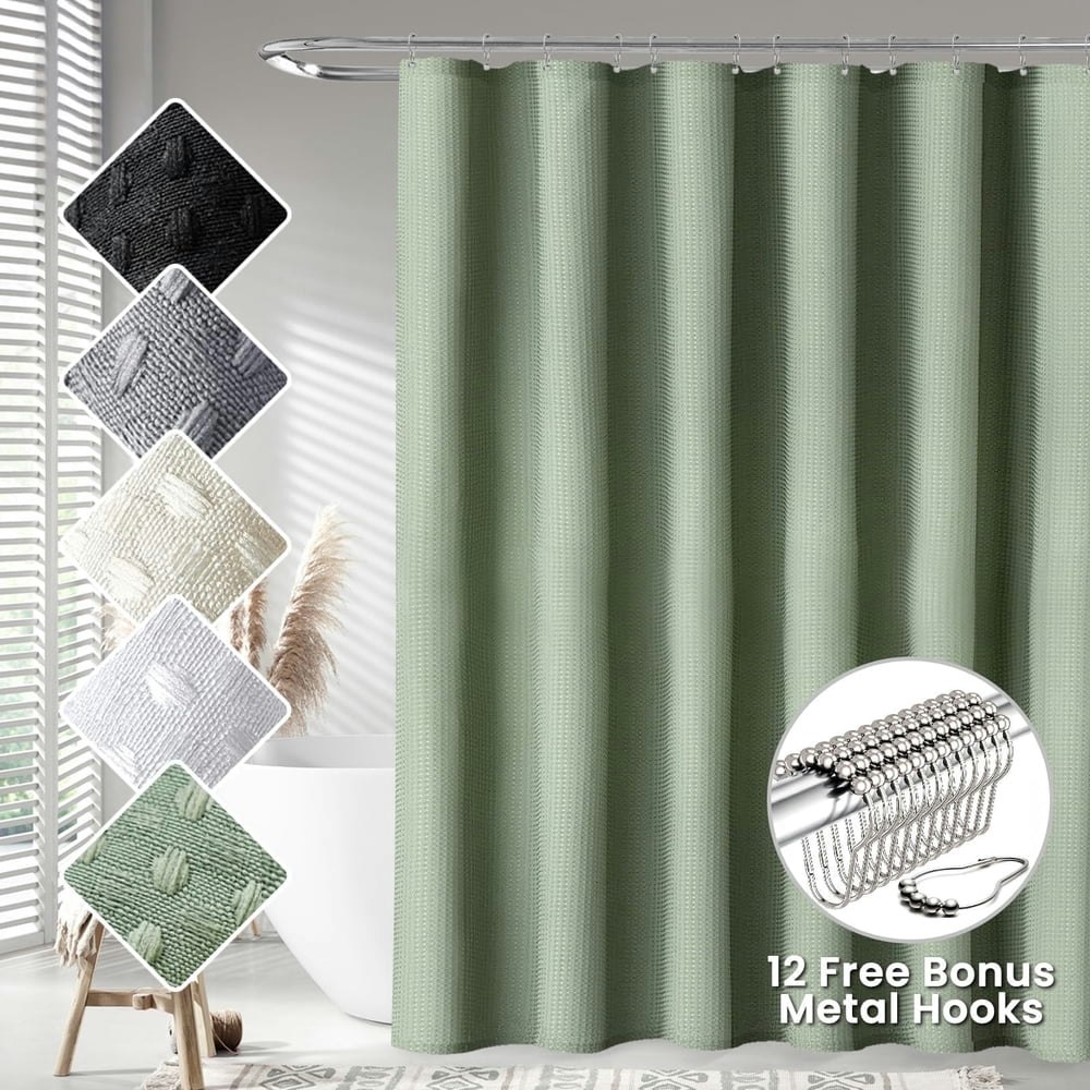 Turkio 72" x 72" Waffle Weave Fabric Shower Curtain: $15.99 Turkio 72" x 72" Waffle Weave Fabric Shower Curtain: $15.99