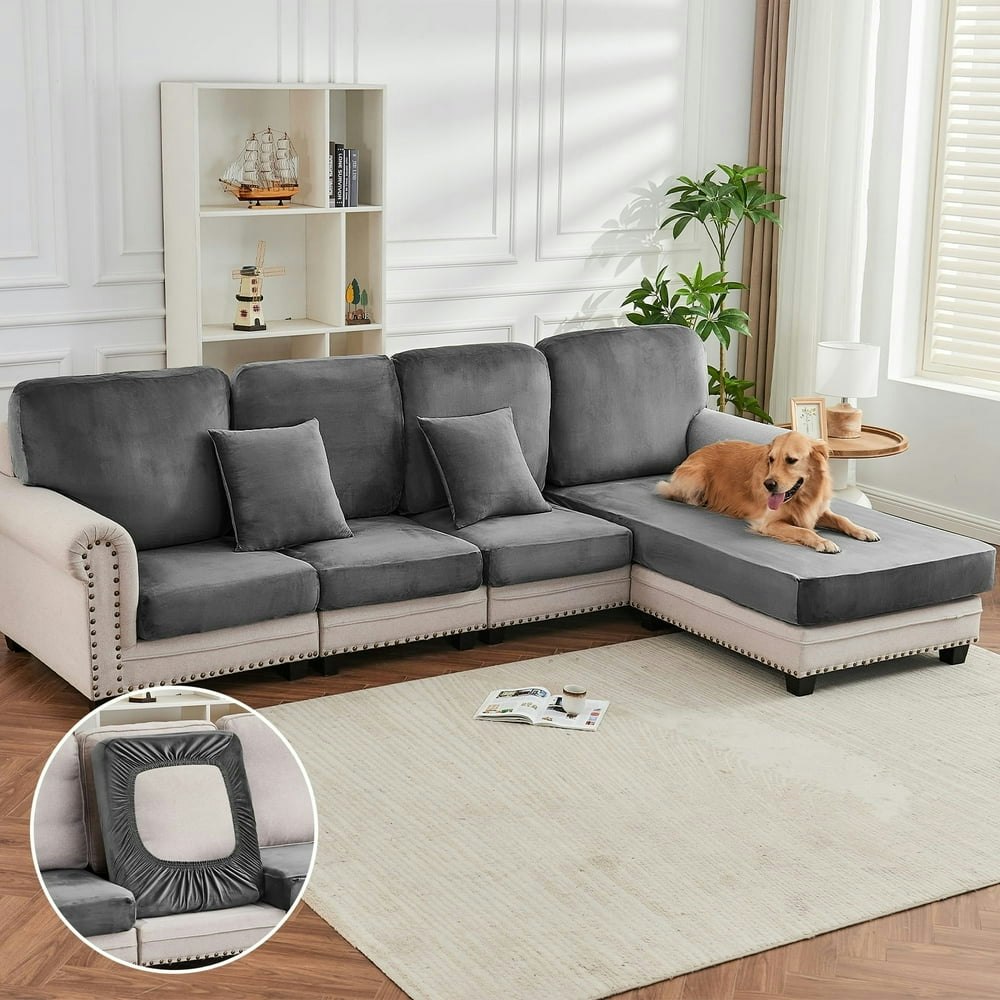 Sanmadrola Velvet Stretch Sofa Cushion Cover: $17.99 Sanmadrola Velvet Stretch Sofa Cushion Cover: $17.99