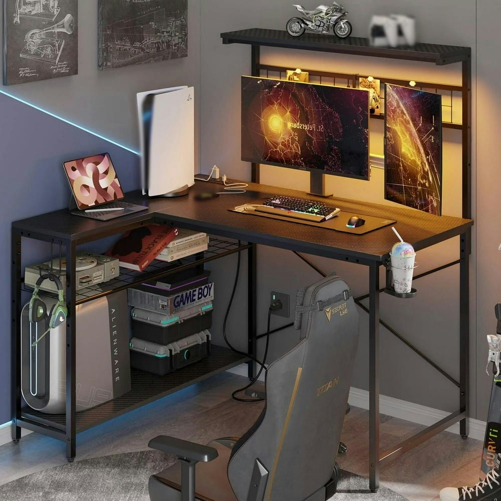Bestier 42-inch L-Shaped Gaming Desk with Hutch and Power Outlet: $59.98 Bestier 42-inch L-Shaped Gaming Desk with Hutch and Power Outlet: $59.98