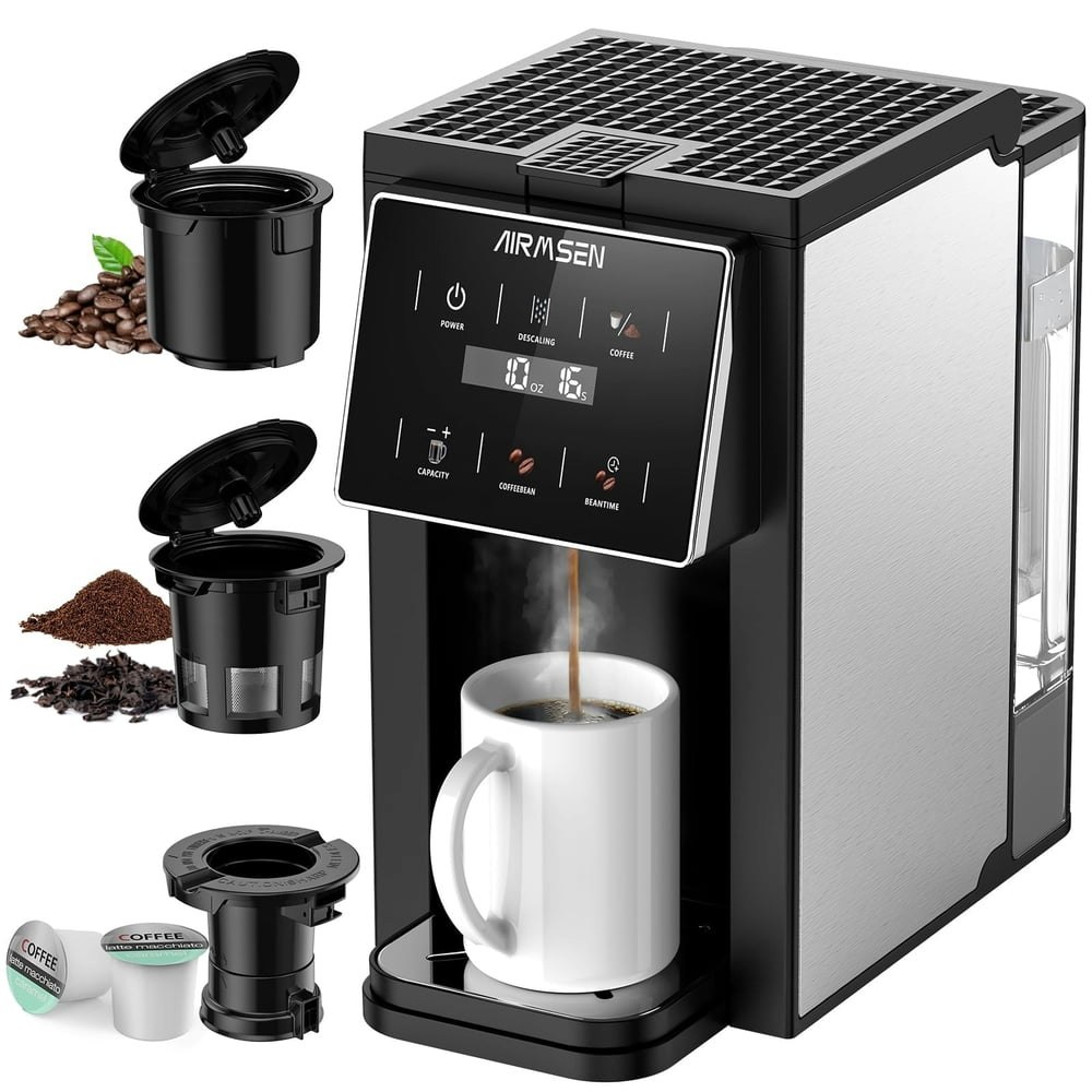 Airmsen 3-in-1 Single Serve Coffee Maker with Grinder: $59.99