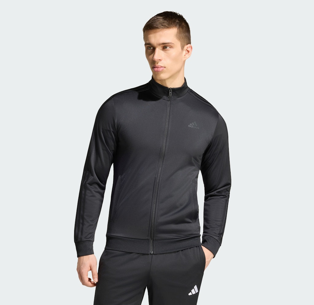 adidas Men's Essentials Warm-Up 3-Stripes Track Jacket: $17 adidas Men's Essentials Warm-Up 3-Stripes Track Jacket: $17
