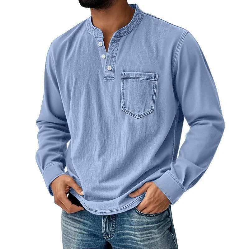 Men's Retro Washed Cotton Henley T-Shirt: 2 for $19