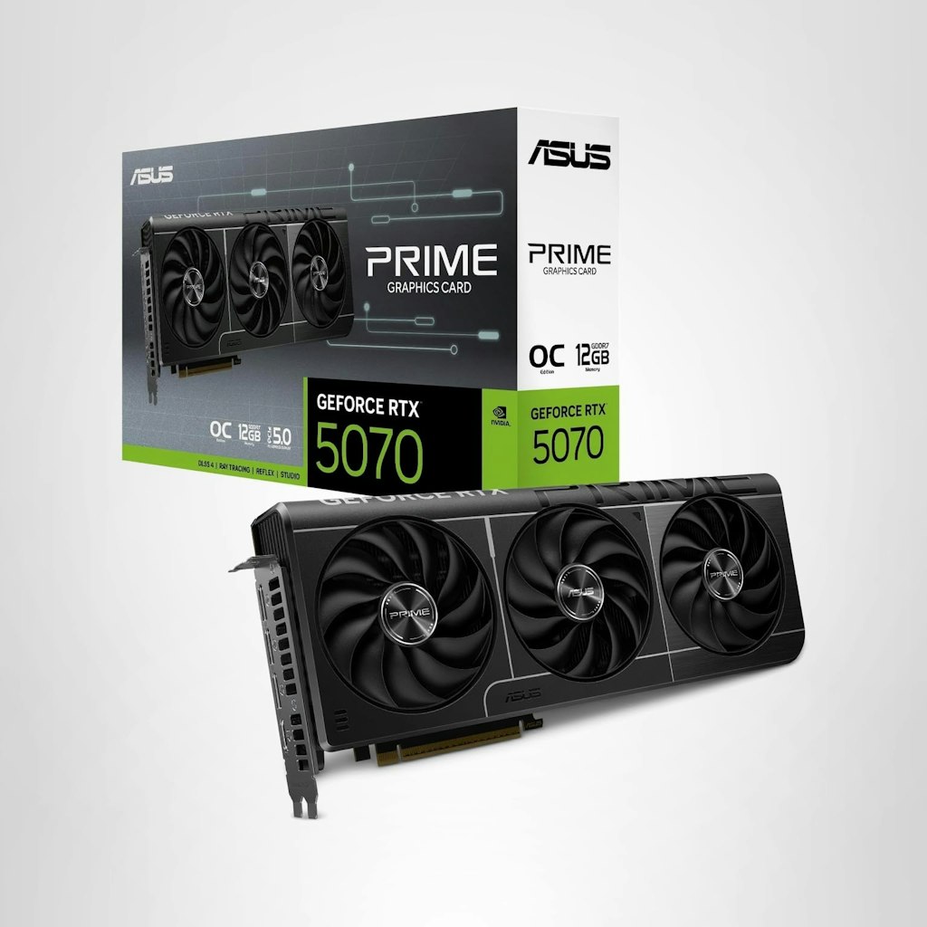 ASUS SFF-Ready Prime NVIDIA GeForce RTX 5070 OC Edition Graphics Card: $571