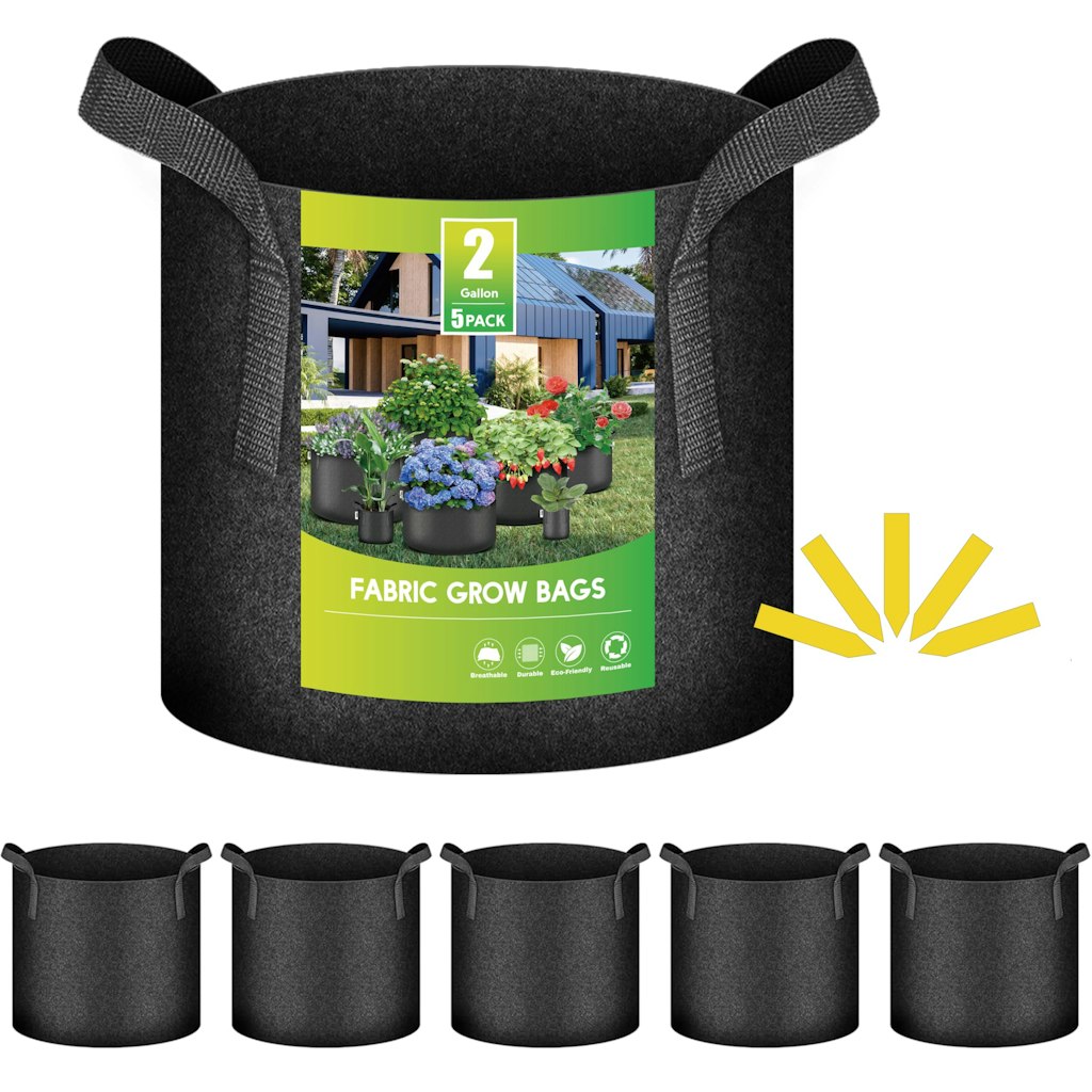 2-Gallon Nonwoven Aeration Fabric Grow Bag 5-Pack: $7 2-Gallon Nonwoven Aeration Fabric Grow Bag 5-Pack: $7