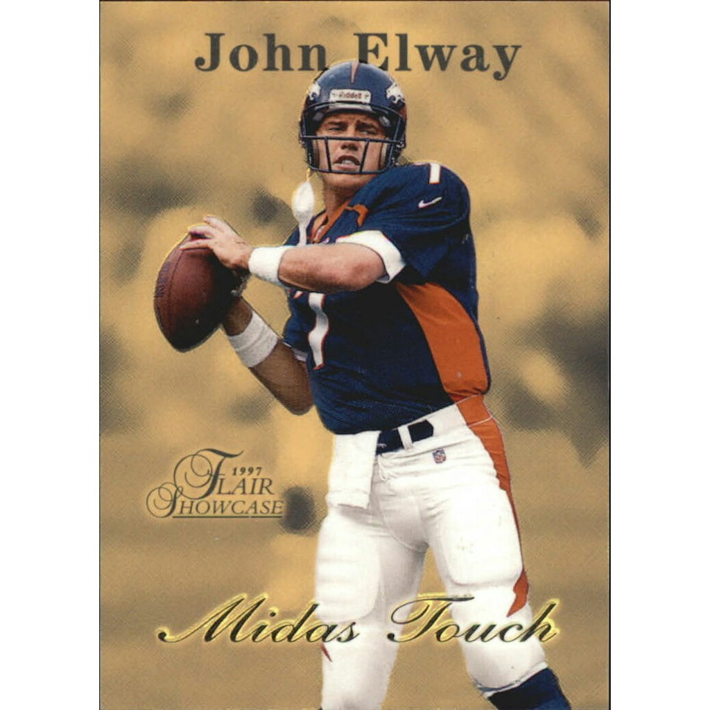 1997 Flair Showcase Midas Touch John Elway Card: $10 1997 Flair Showcase Midas Touch John Elway Card: $10