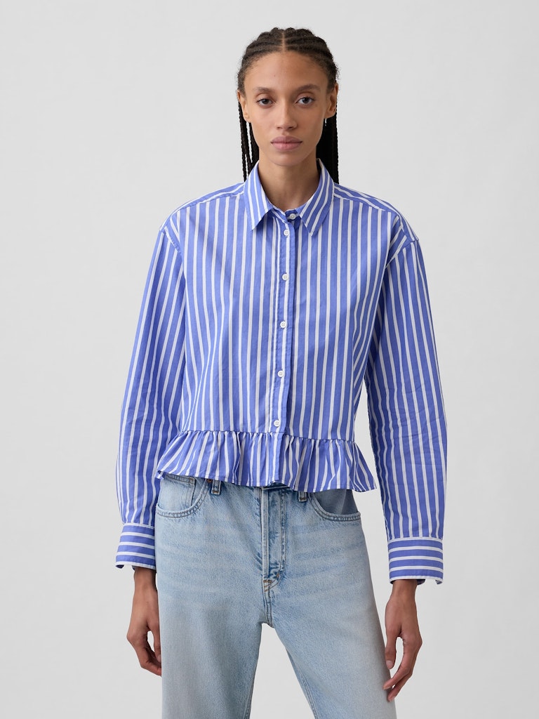 Relaxed Cropped Ruffle Shirt: $34.99