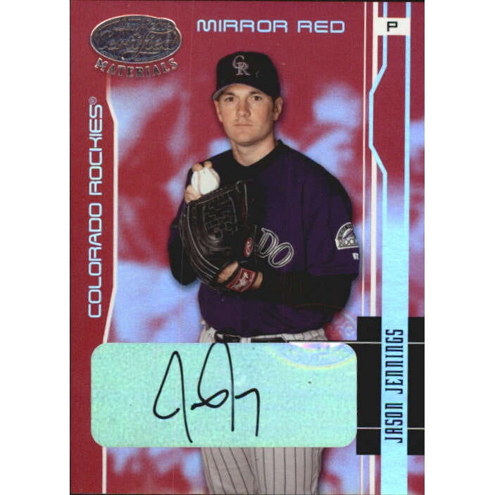 Jason Jennings 2003 Leaf Certified Materials Mirror Red Autograph Card: $15 Jason Jennings 2003 Leaf Certified Materials Mirror Red Autograph Card: $15