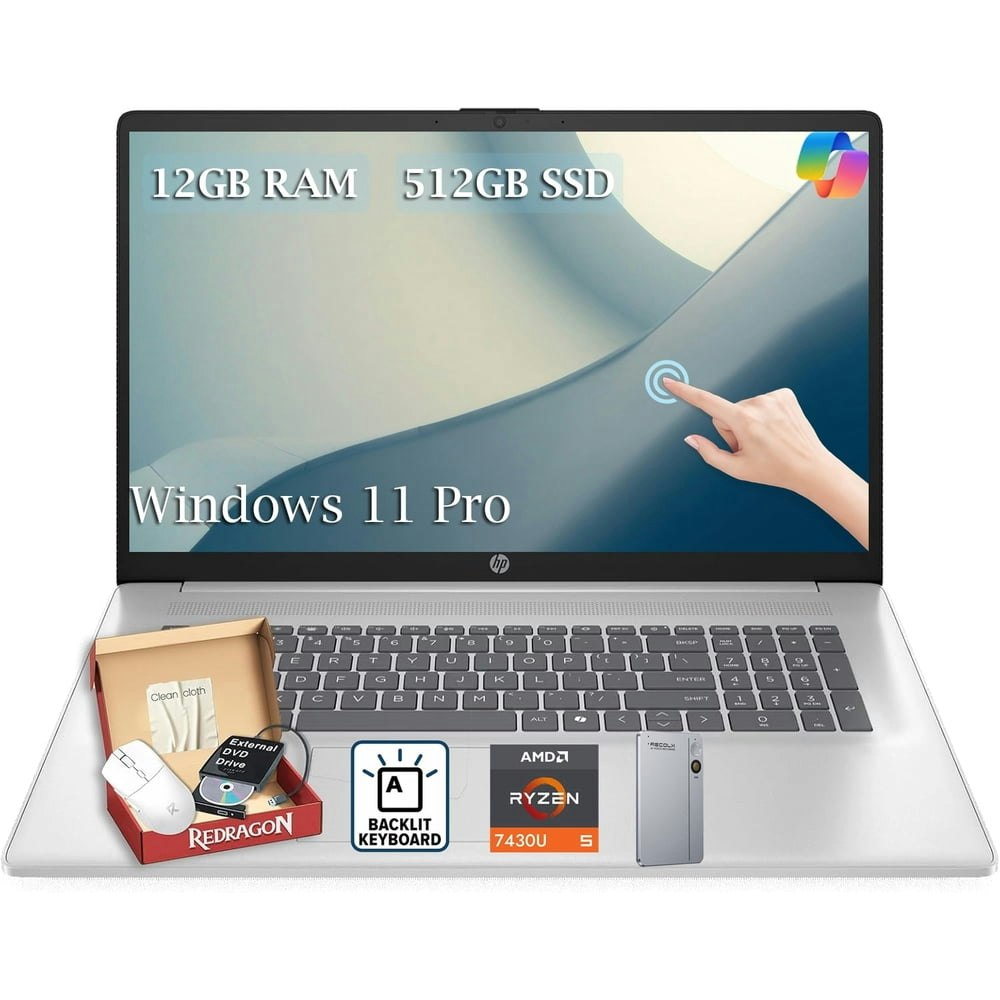 HP 17.3-inch Touchscreen Business Laptop Ryzen 5 12GB RAM 512GB SSD Windows 11 Pro: $757.49