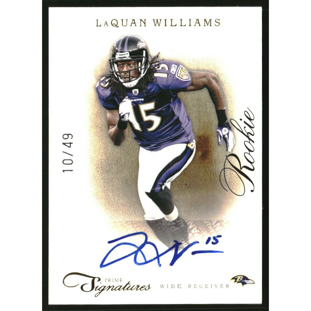 2011 Prime Signatures LaQuan Williams Autograph Gold Card #224 49-Count: $15 2011 Prime Signatures LaQuan Williams Autograph Gold Card #224 49-Count: $15