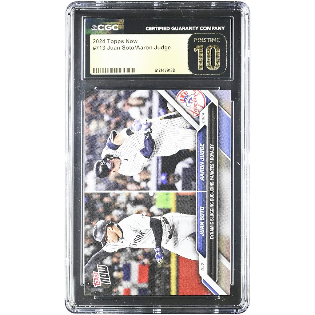 Juan Soto and Aaron Judge 2024 Topps Now New York Yankees #713 CGC 10 Trading Card: $99.99 Juan Soto and Aaron Judge 2024 Topps Now New York Yankees #713 CGC 10 Trading Card: $99.99