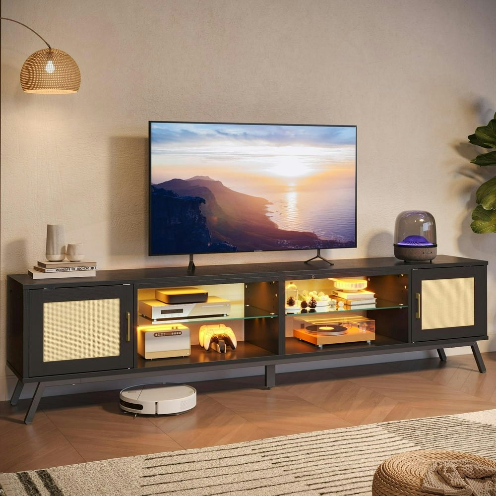 Bestier 80-Inch Rattan Mid-Century Modern LED TV Stand: $162.88 Bestier 80-Inch Rattan Mid-Century Modern LED TV Stand: $162.88