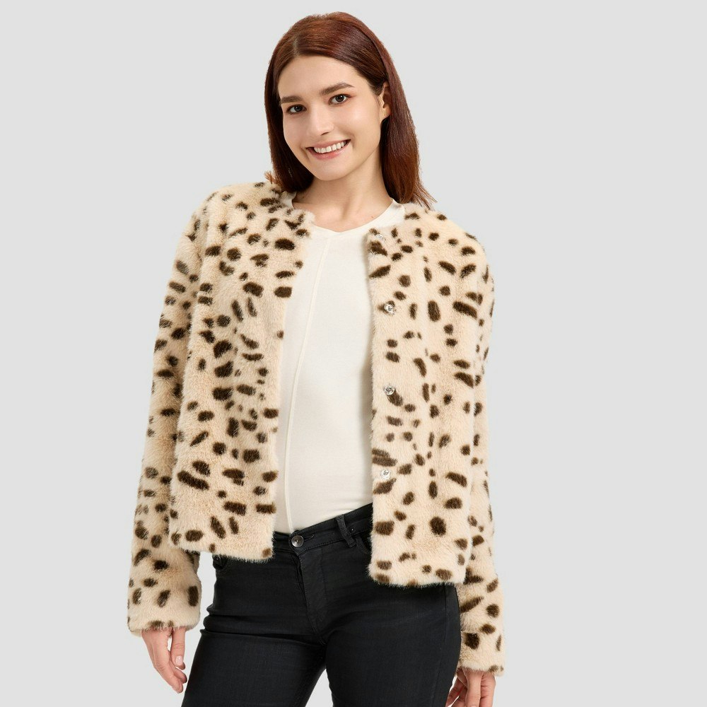 A New Day Women's Faux Fur Leopard Print Jacket: $58