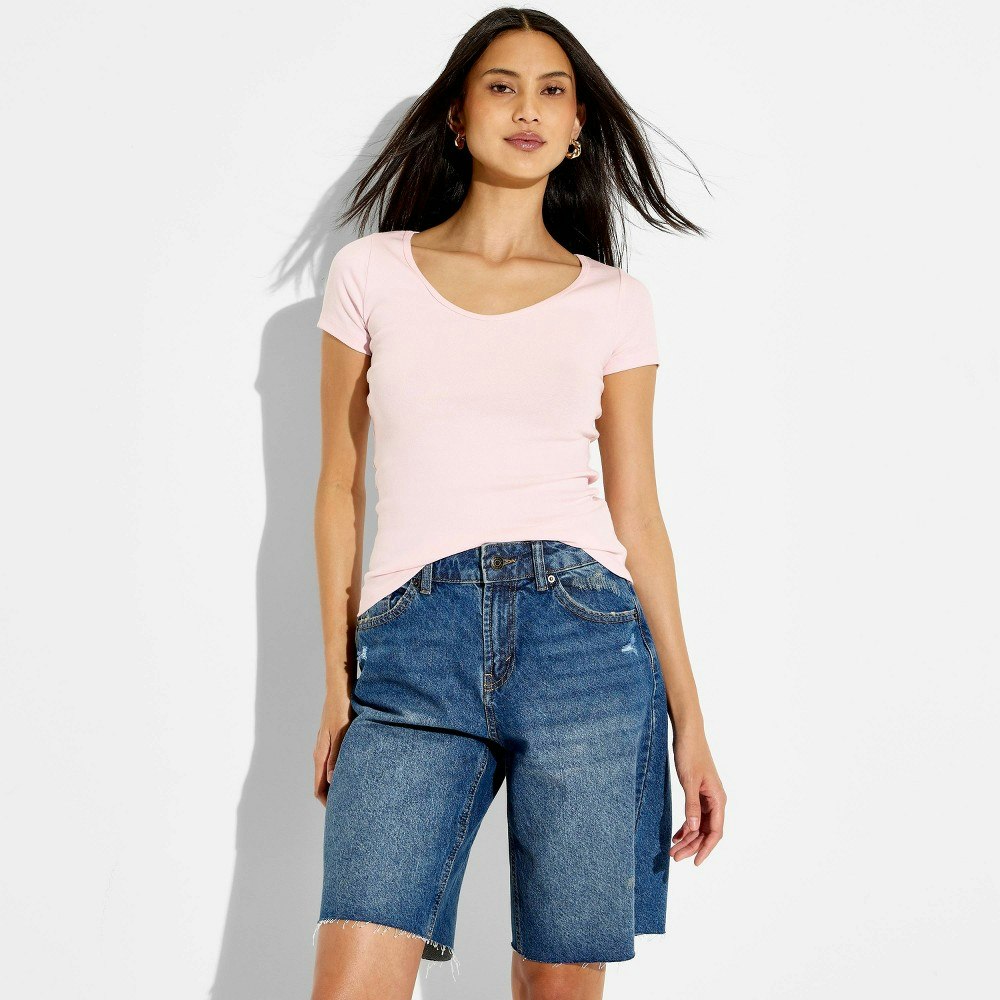 Women's Slim Fit Scoop Neck Short Sleeve T-Shirt: $8 Women's Slim Fit Scoop Neck Short Sleeve T-Shirt: $8