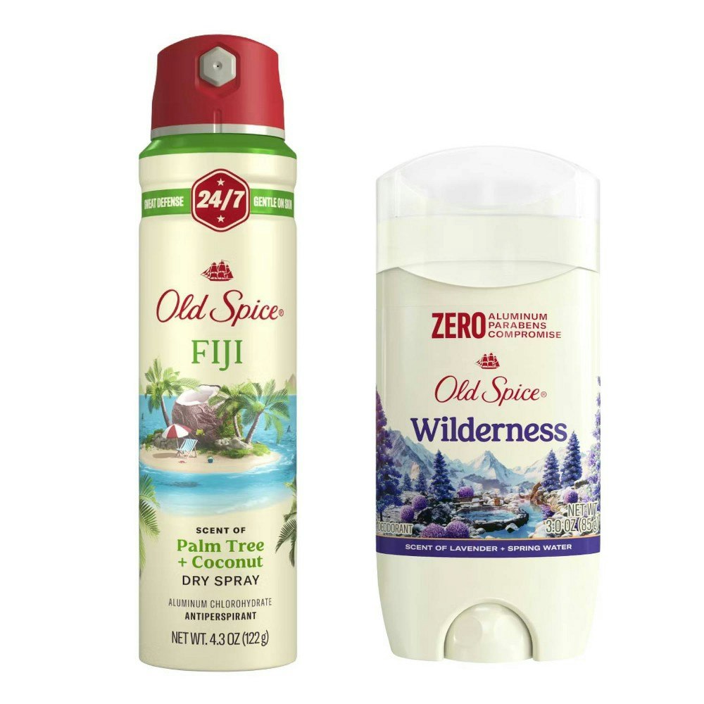 Old Spice Fiji Antiperspirant & Deodorant 4.3oz and Wilderness Deodorant 3oz 2-Pack: $15.18 Old Spice Fiji Antiperspirant & Deodorant 4.3oz and Wilderness Deodorant 3oz 2-Pack: $15.18