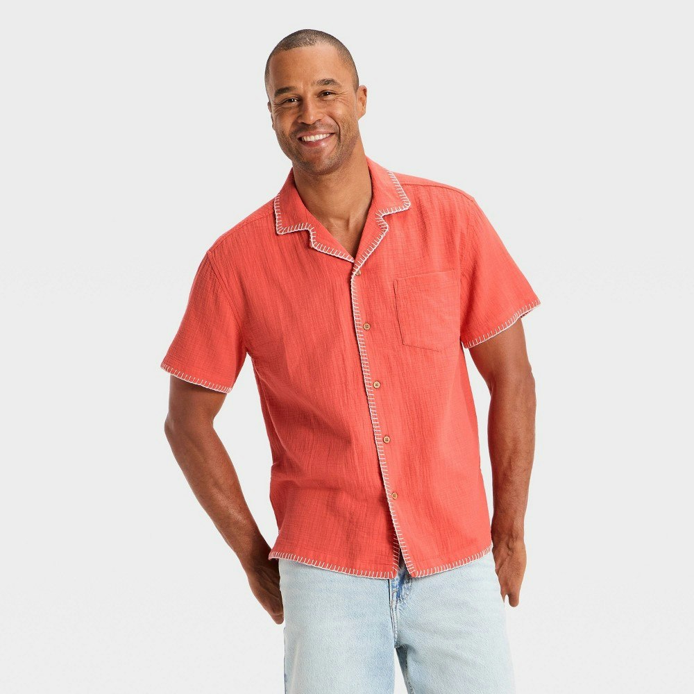 Goodfellow & Co Men's Short Sleeve Blanket Stitch Button-Down Shirt: $30 Goodfellow & Co Men's Short Sleeve Blanket Stitch Button-Down Shirt: $30