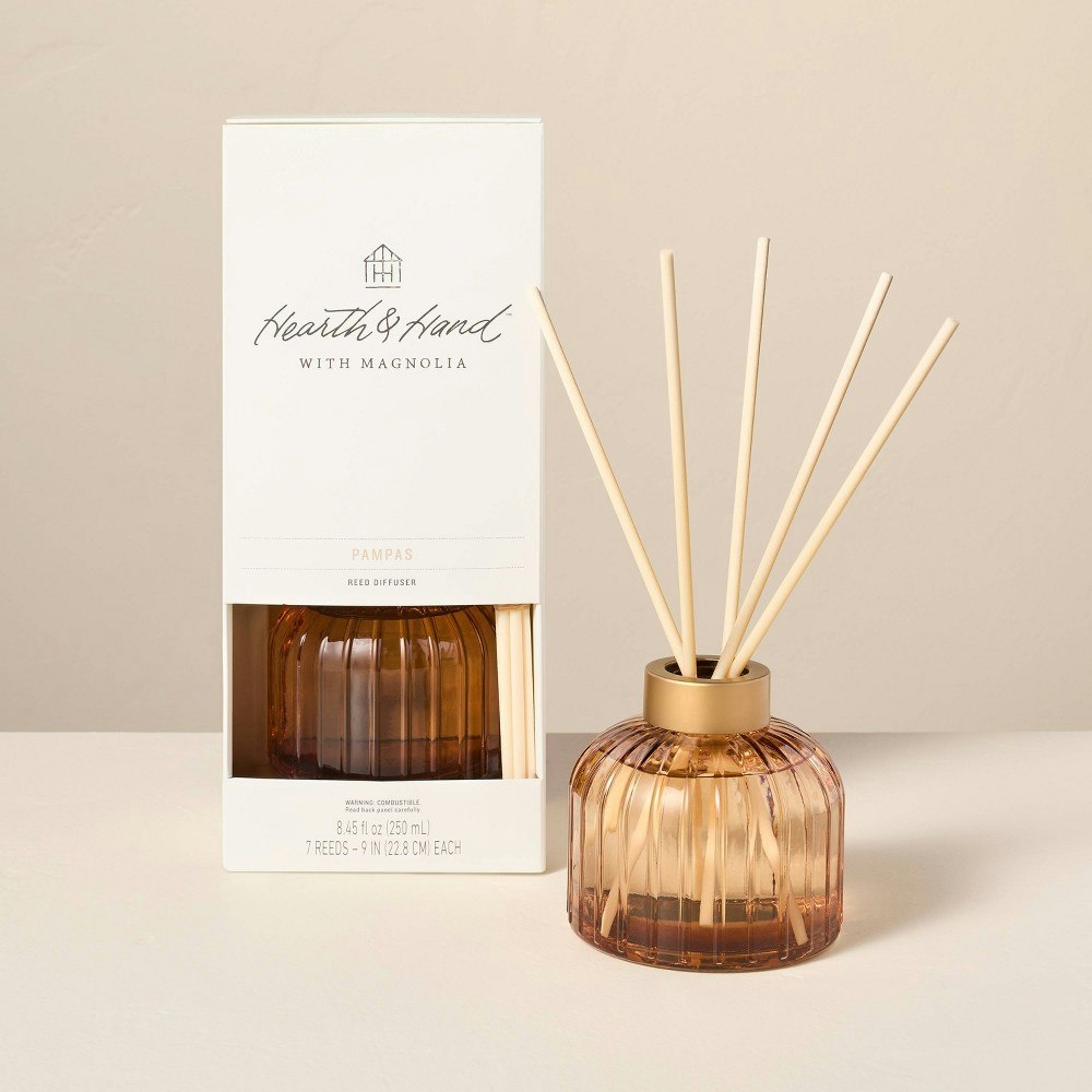 Hearth & Hand with Magnolia 8.45oz Ribbed Glass Reed Diffuser: $19.99 Hearth & Hand with Magnolia 8.45oz Ribbed Glass Reed Diffuser: $19.99