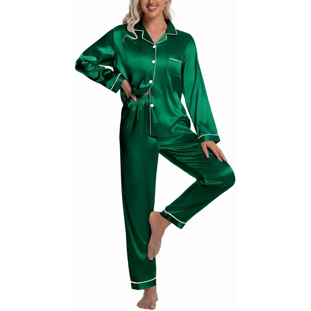 Dakimoe Women's Satin Long Sleeve Pajama Set: $19.59 Dakimoe Women's Satin Long Sleeve Pajama Set: $19.59