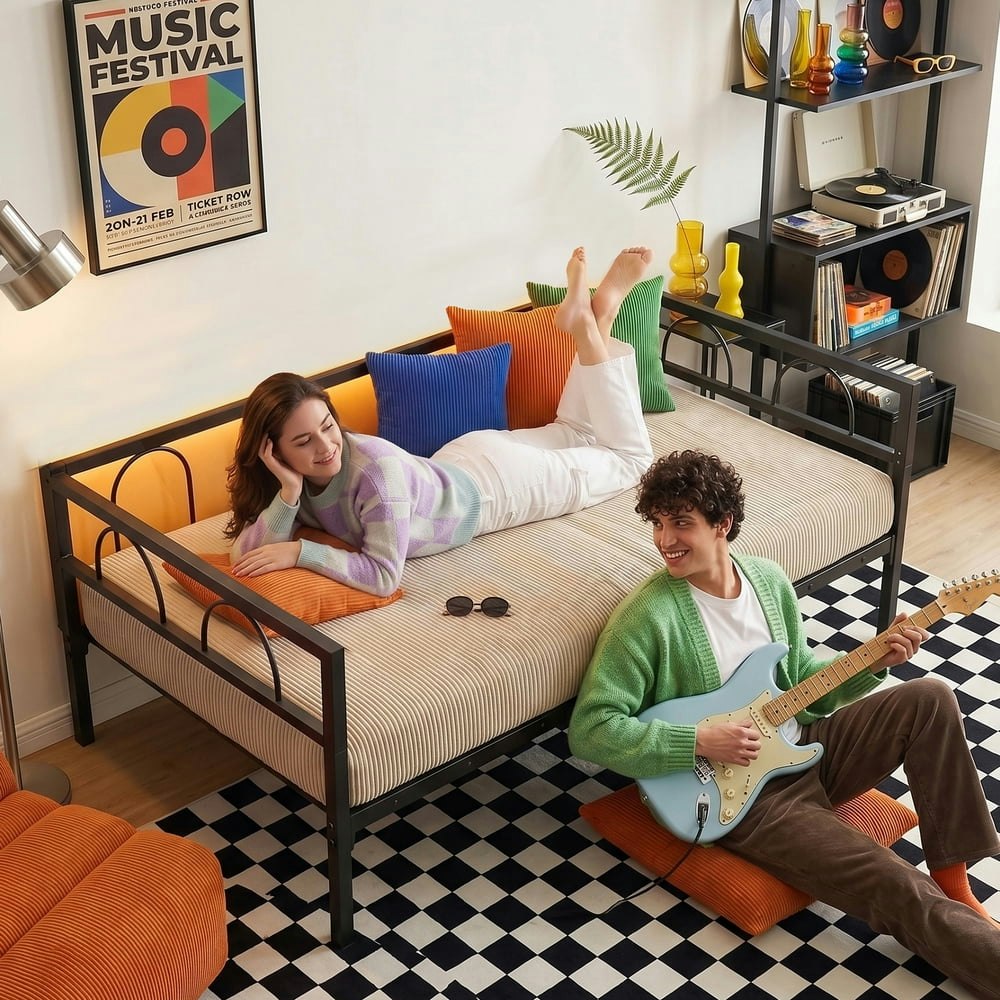 Pinmoco Metal Twin Daybed Frame with LED Lights: $82.59 Pinmoco Metal Twin Daybed Frame with LED Lights: $82.59