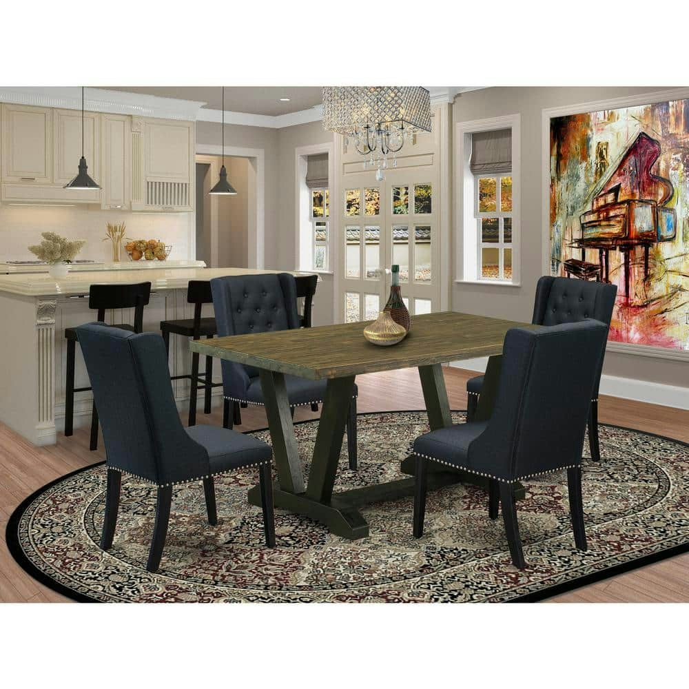 5-Piece Solid Wood Dining Set with Lattice Back Chairs: $849.06