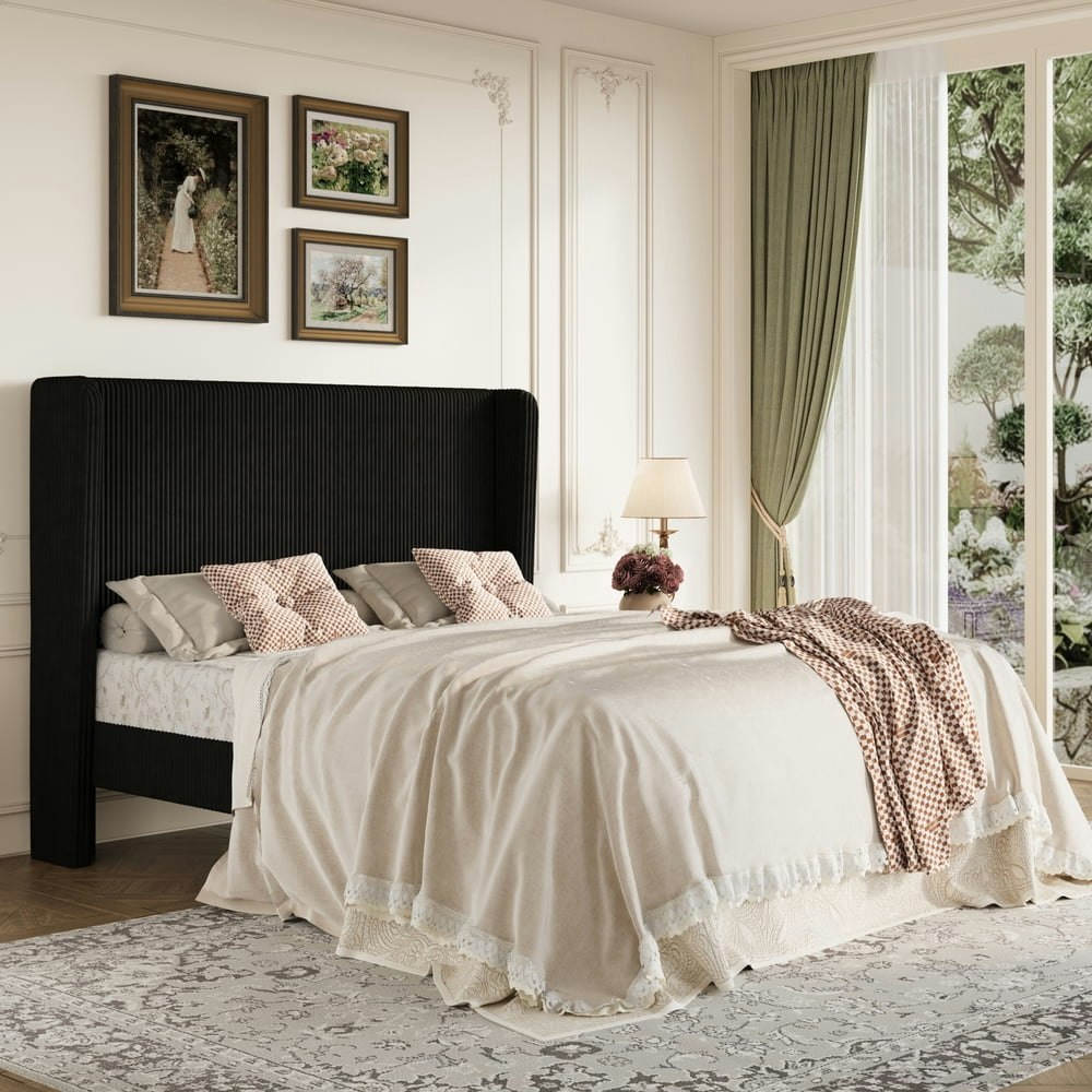 Amolife Queen Velvet Upholstered Wingback Platform Bed Frame: $123.83 Amolife Queen Velvet Upholstered Wingback Platform Bed Frame: $123.83