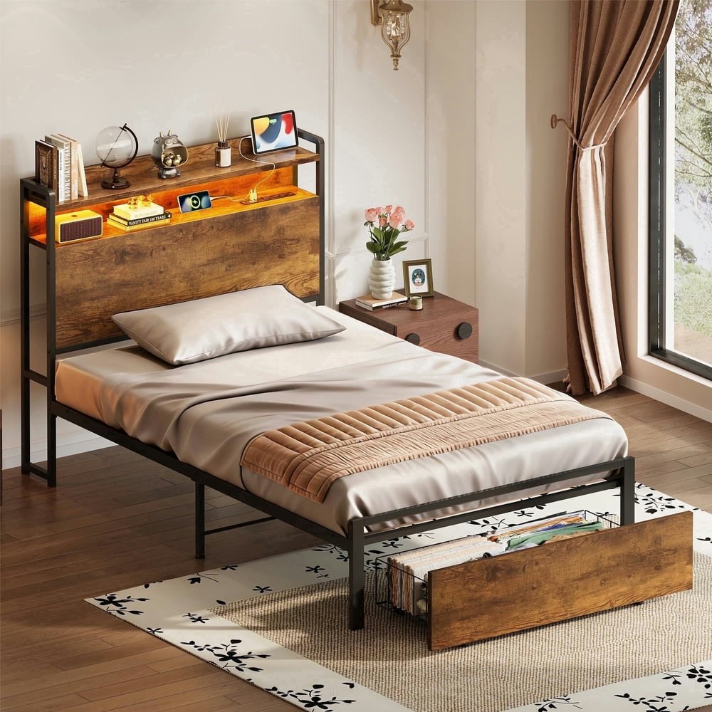 Casacomoda Twin Bed Frame with Storage Headboard and Drawer: $67.99 Casacomoda Twin Bed Frame with Storage Headboard and Drawer: $67.99