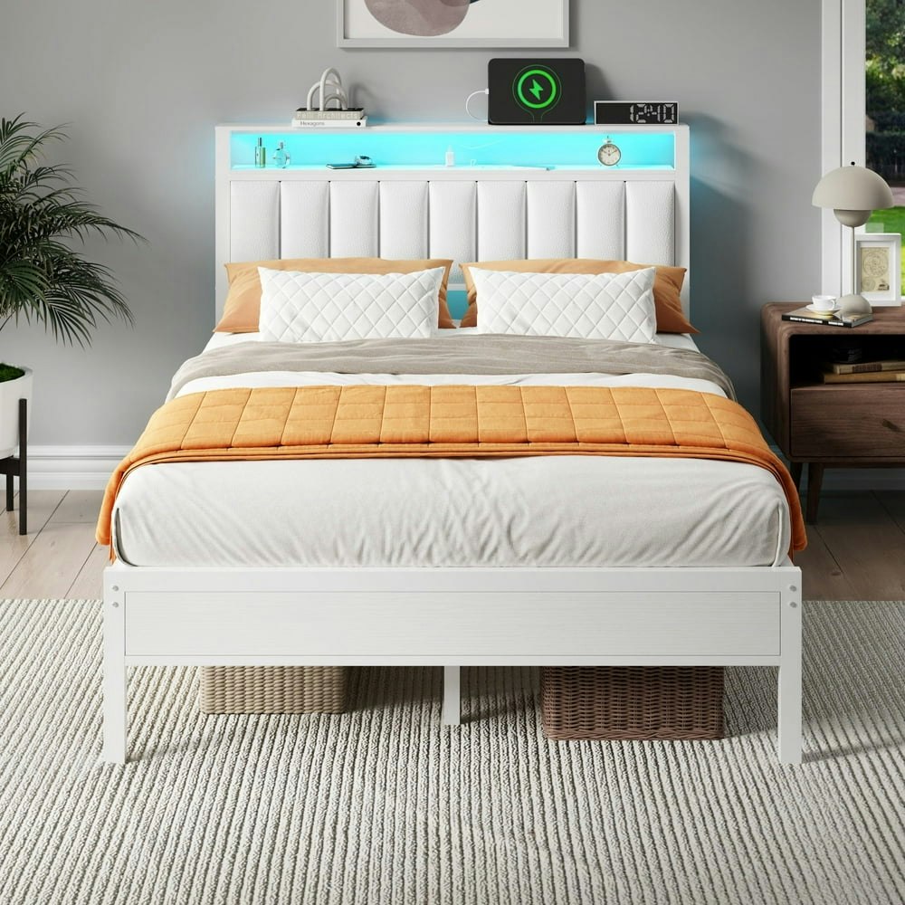 Satifur Full Bed Frame with LED Lights and Charging Station: $144.99 Satifur Full Bed Frame with LED Lights and Charging Station: $144.99