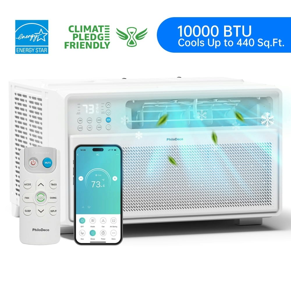 PhiloDeco 10,000 BTU Wi-Fi Inverter Window Air Conditioner: $339.99