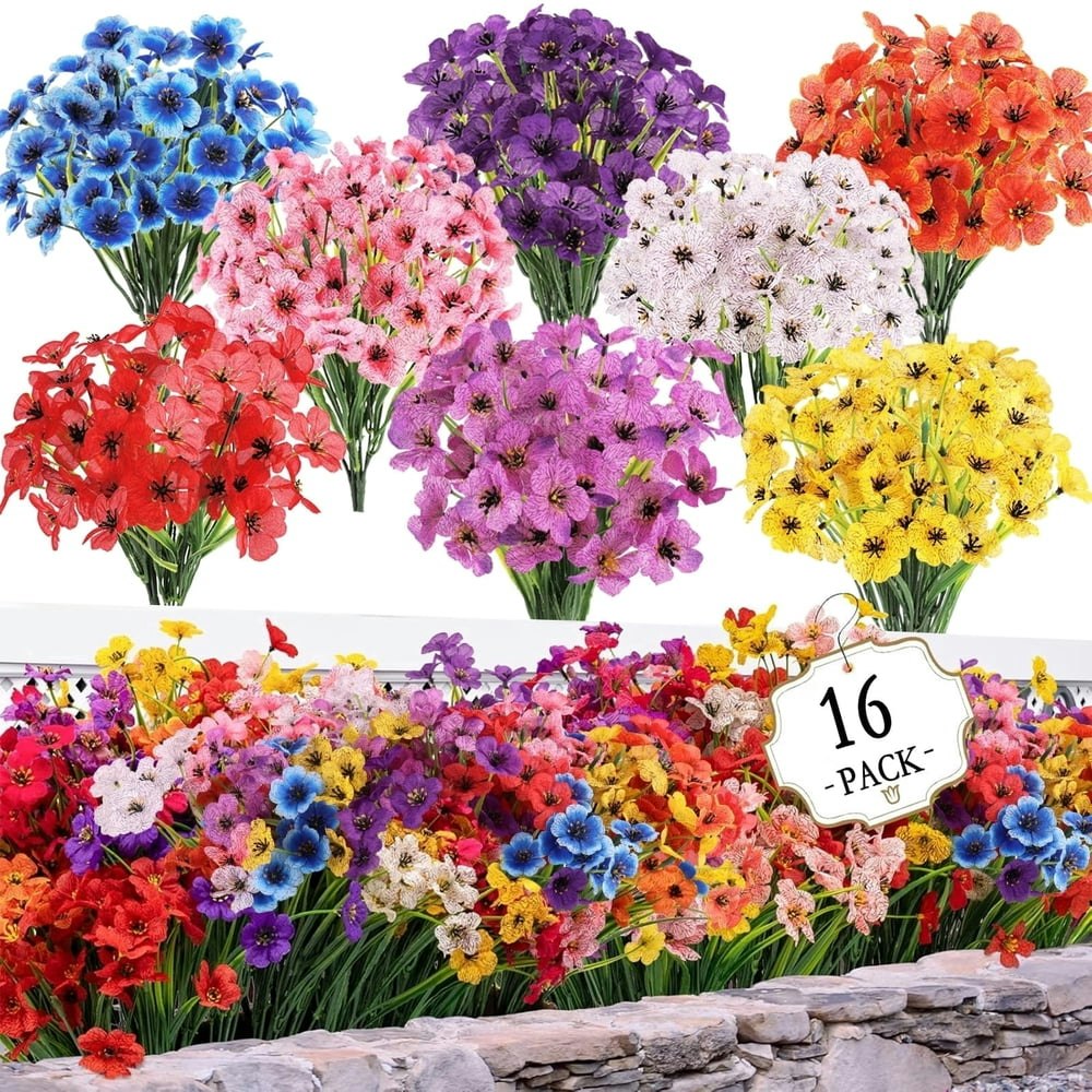 CandWuom Artificial Flowers 16-Bundle Set: $11.59