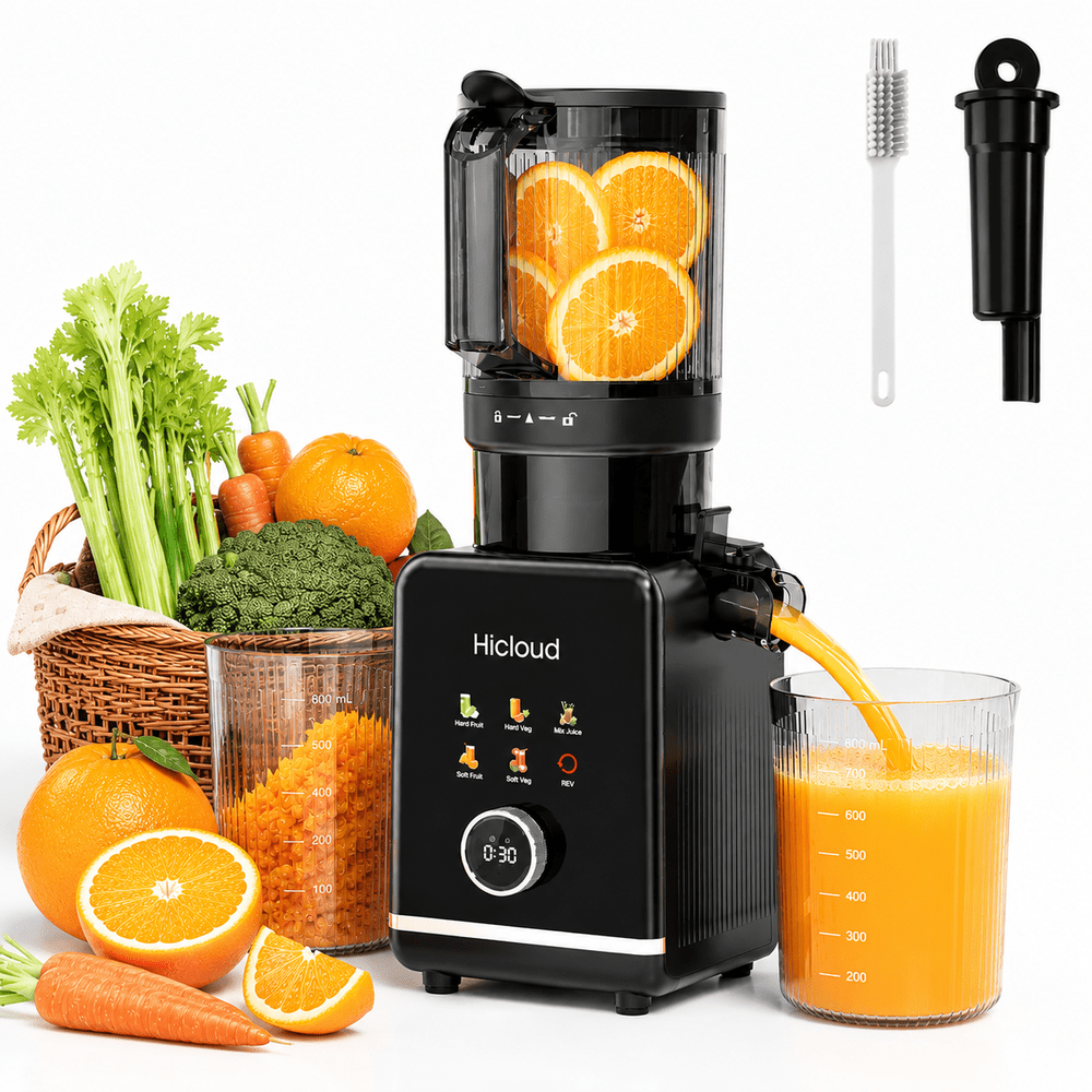 Hicloud 200W 5-Speed Cold Press Juicer: $69.49