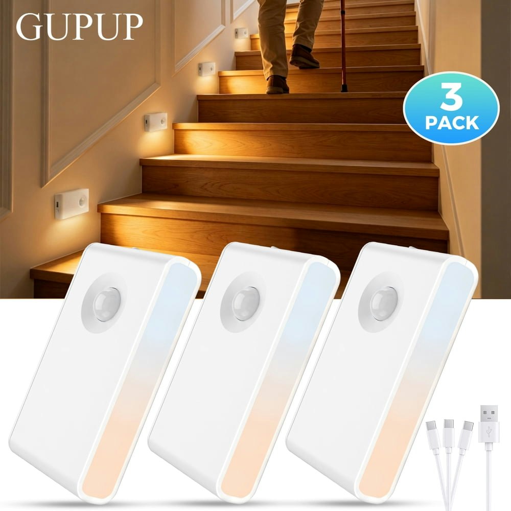 Gupup Rechargeable Motion Sensor LED Stair Light 3-Pack: $13.95 Gupup Rechargeable Motion Sensor LED Stair Light 3-Pack: $13.95