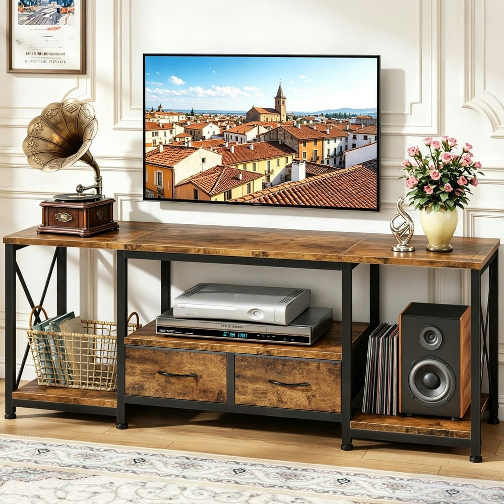 Higdbfe 55-Inch TV Stand with Fabric Drawers: $62 Higdbfe 55-Inch TV Stand with Fabric Drawers: $62