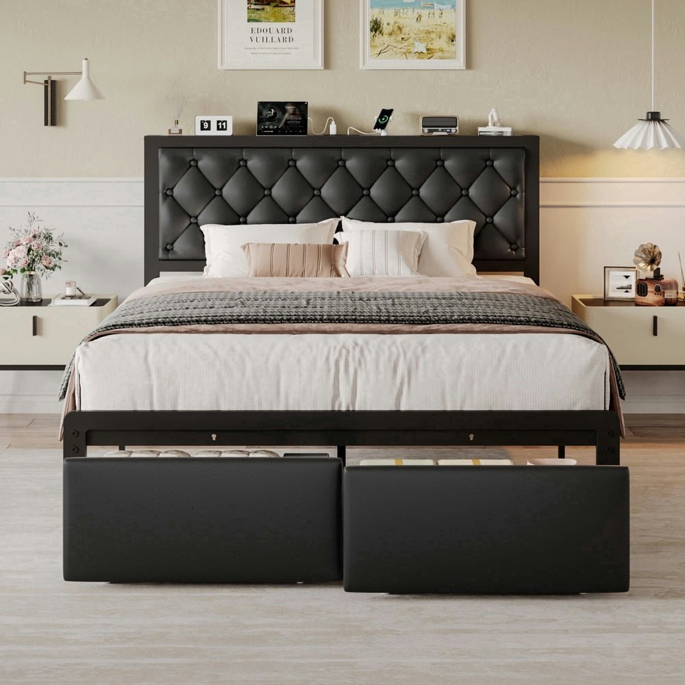 Bolvdo Queen Size Upholstered Bed Frame with Storage: $125.99 Bolvdo Queen Size Upholstered Bed Frame with Storage: $125.99